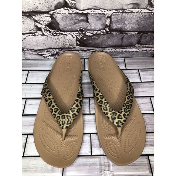 Crocs Kadee II Iconic Comfort Leopard Flip Flip Sandals Women’s sz 10M US/41EU - Picture 10 of 16